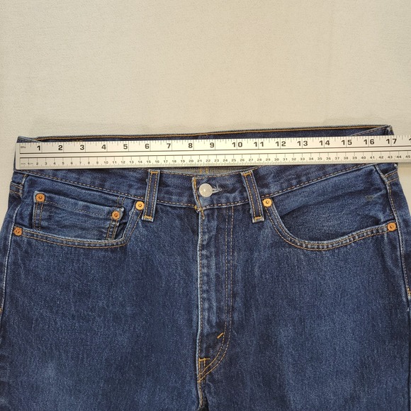 Levis 550 Jeans Mens 34x32 Blue Relaxed Tapered Mid Rise Dark Wash Denim - Picture 9 of 11
